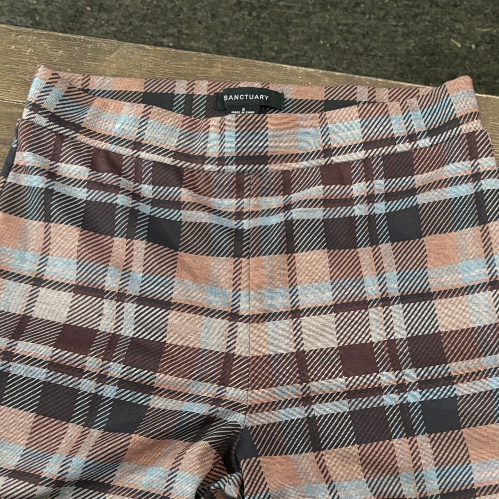 Sanctuary Checkered Trousers in Brown and Cream NWOT